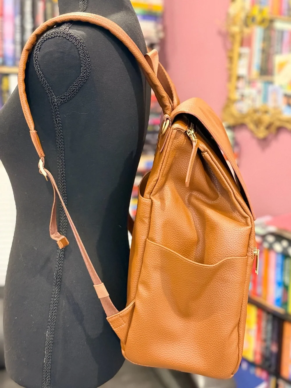 Freshly Picked Classic Diaper Bag ll Cognac Vegan Leather Baby Bag